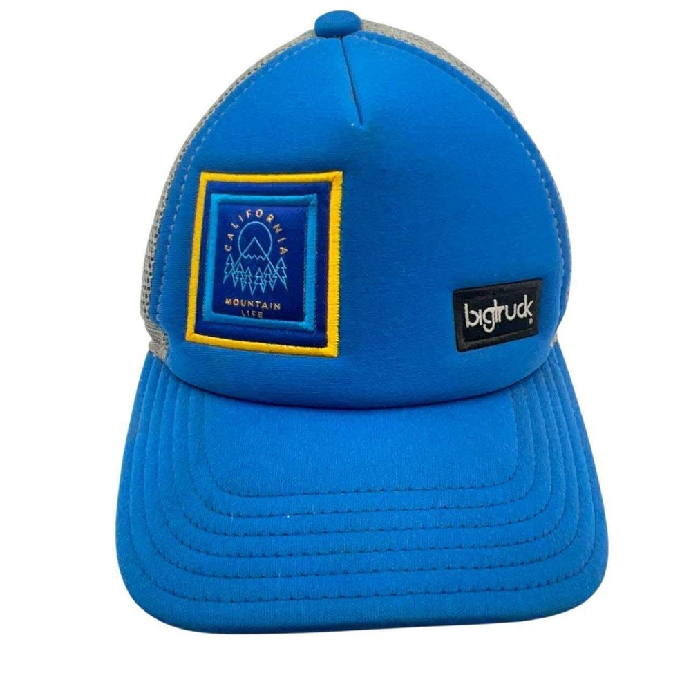 Bigtruck California Mountain Life Trucker‎ Hat Blue Mesh Cap Outdoor Adventure